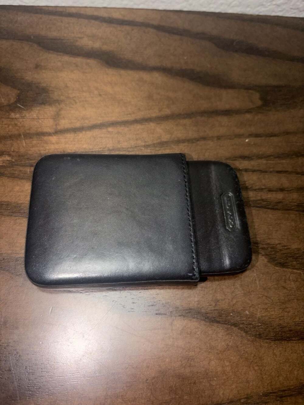 Coach Black 90s Leather Slide Business Card Holder